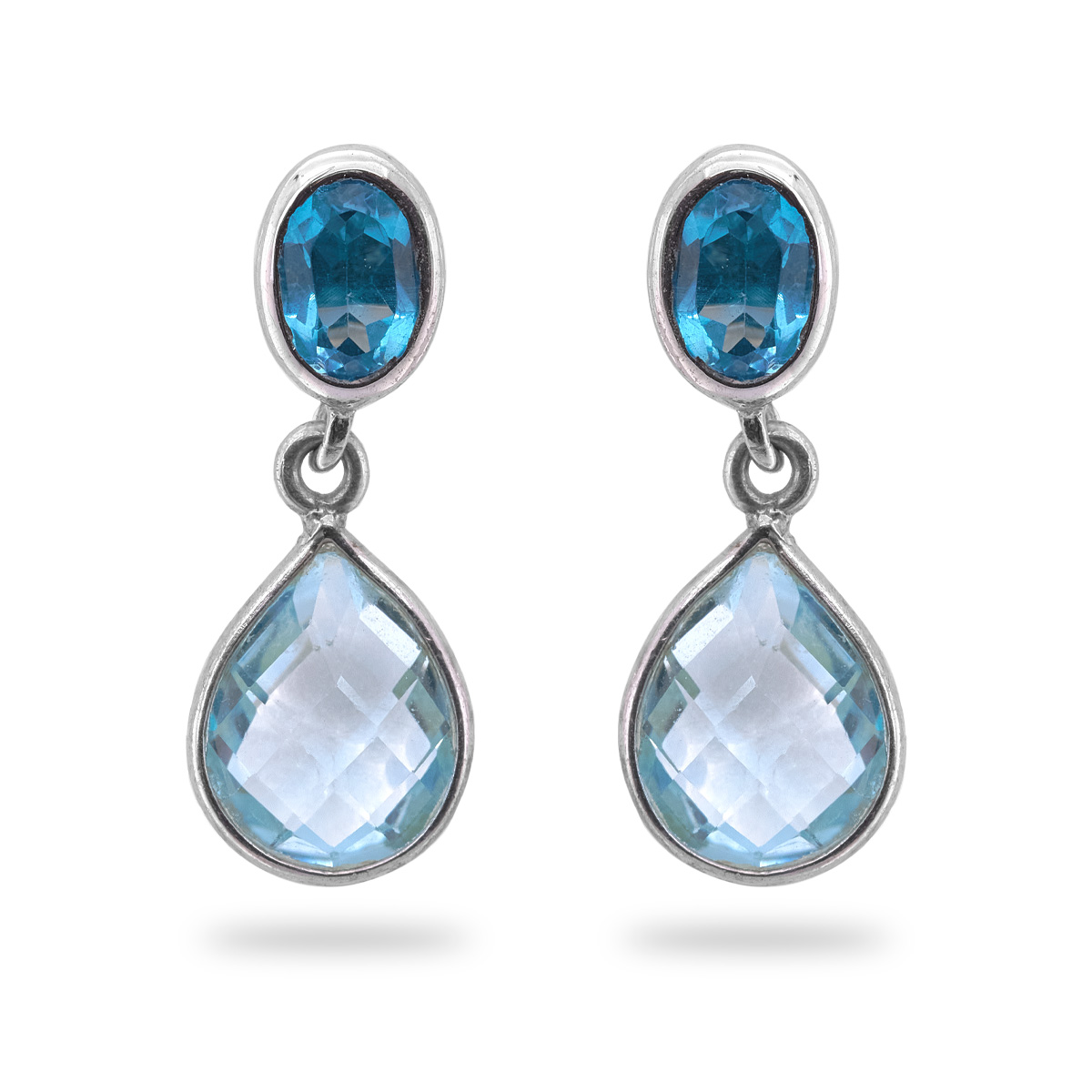 Boucles d'oreilles topaze bleue argent Julia